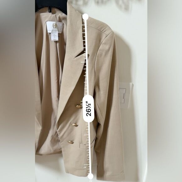 House of Harlow 1960 Double Breasted Single Closure Blazer in Beige Tan L NWOT - Picture 6 of 12